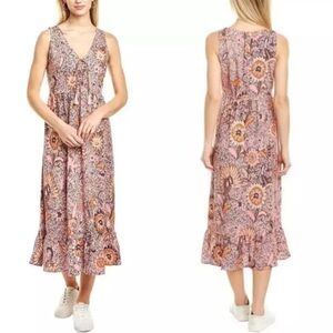 Madewell Lace-Up Ruffle-Hem Midi Dress